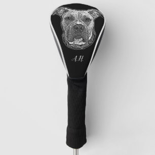 Pitbull dog monogramed golf head cover