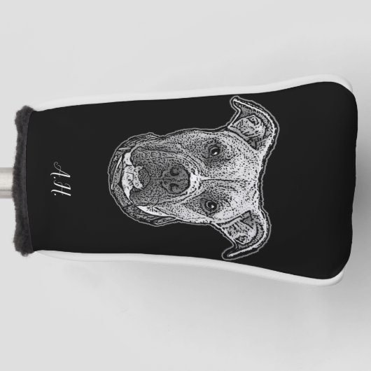 Pitbull dog monogramed putter golf head cover (Voorkant)