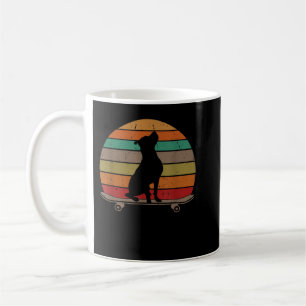 Pitbull Dog op Skateboard  Retro Funny Skat Koffiemok