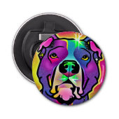 Pitbull Dog Pop Art Button Flesopener (Voorkant)