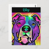 Pitbull Dog Pop Art gepersonaliseerd Briefkaart (Voorkant / Achterkant)
