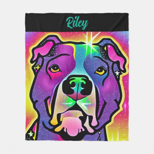 Pitbull Dog Pop Art gepersonaliseerd Fleece Deken (Voorkant)