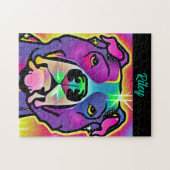 Pitbull Dog Pop Art gepersonaliseerd Legpuzzel (Horizontaal)