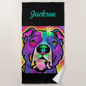 Pitbull Dog Pop Art gepersonaliseerd Strandlaken (Voorkant)