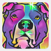 Pitbull Dog Pop Art Vierkante Sticker (Voorkant)