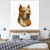 Pitbull Dog Portrait Canvas Afdruk (Insitu (Slaapkamer))