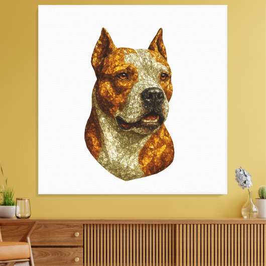 Pitbull Dog Portrait Canvas Afdruk (Insitu (Woonkamer))