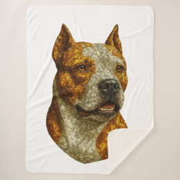 Pitbull Dog Portrait Sherpa Deken