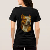 Pitbull Dog Portrait Tri-Blend Shirt (Achterkant)