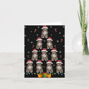 Pitbull Dog Santa Hat Xmas Lights Mannen Vrouwen C Kaart