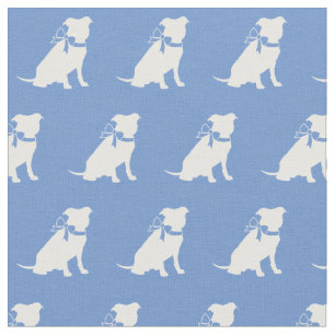 Pitbull Dog Silhouette Pit Bull Light Blue Stof