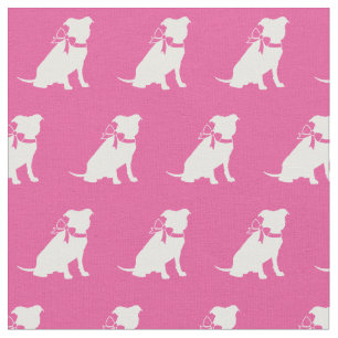 Pitbull Dog Silhouette Pit Bull Roze Stof