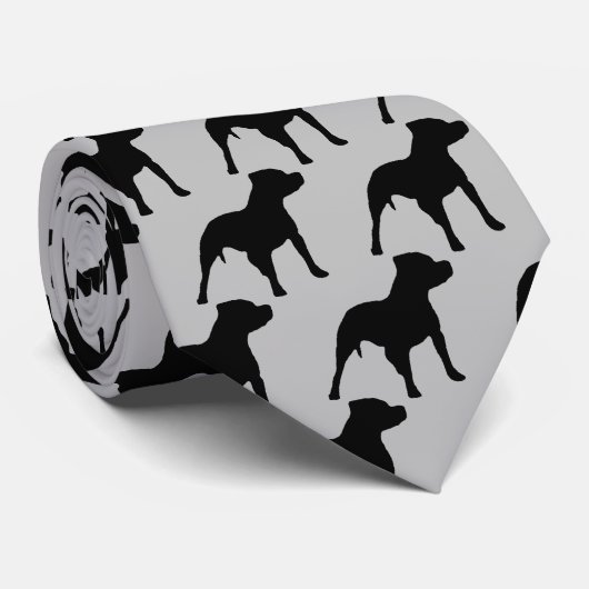 Pitbull Dog Silhouette Stropdas (Opgerold)