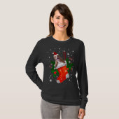 Pitbull Dog Sock Kerstmis T-shirt (Voorkant volledig)