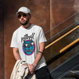 Pitbull Dog Sunglazen Cartoon T-shirt