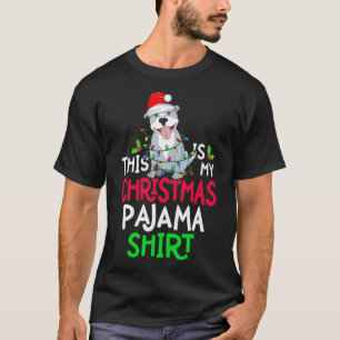 Pitbull Dog Tree Licht Dit is mijn kerstpajam T-shirt