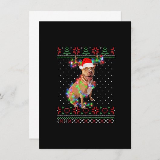 Pitbull Dog Ugly Sweater Kerstpuppy Hondenliefhebb Kaart (Voorkant / Achterkant)