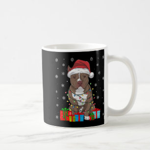 Pitbull Dog Ugly Xmas Lights Santa Hat Pitbull Dog Koffiemok