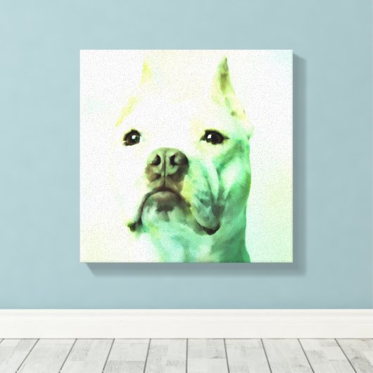 Pitbull Dog Water Kleur Portret Kunst Canvas Afdruk (Insitu (Houten vloer))