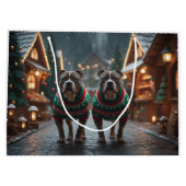 Pitbull Dogs Christmas Snow Holiday Groot Cadeauzakje (Achterkant)