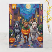 Pitbull Dogs Trick-or-Treating Halloween kostuums Kaart (Gele Bloem)