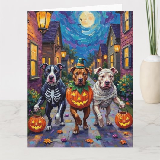 Pitbull Dogs Trick-or-Treating Halloween kostuums Kaart (Voorkant)