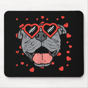 Pitbull Face Heart Glasses Valentijnsdag Pet Dog Muismat