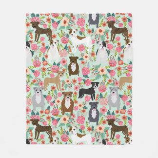 Pitbull Floral Blanket - hondendeken, pitbulten Fleece Deken