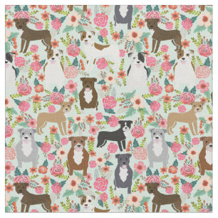 Pitbull Floral Dog Fabric - pellelweefsel, hond Stof