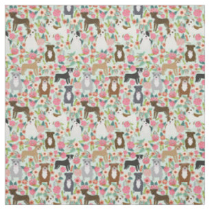 Pitbull Florals Fabric - Ontwerp van hondenflorale Stof