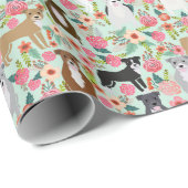 Pitbull Florals Gift Wrap Cadeaupapier (Rol Hoek)