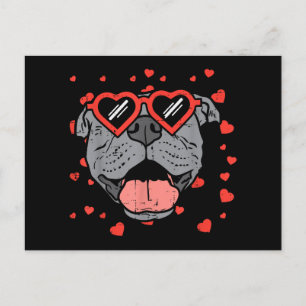 Pitbull Gezicht Hart Bril Valentijnsdag Huisdier H Feestdagenkaart
