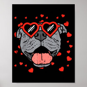 Pitbull Gezicht Hart Gles Valentijnsdag Huisdier H Poster