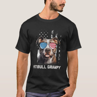 Pitbull Grampy Amerikaanse Vlag Zonnebril 4 juli T-shirt