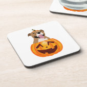 Pitbull Halloween Bier Onderzetter (Linkerzijde)