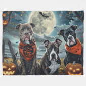 Pitbull Halloween Spooky Fleece Deken (Voorkant (Horizontaal))