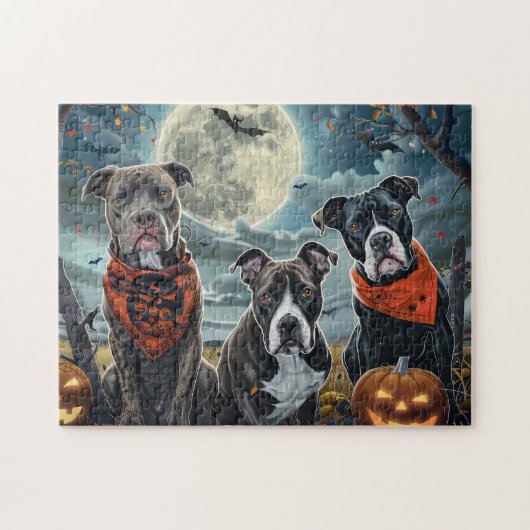 Pitbull Halloween Spooky Legpuzzel (Horizontaal)