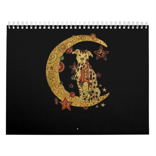 Pitbull hond en maan kalender (Hoes)