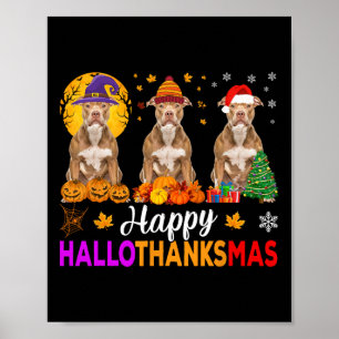 Pitbull Hond Halloween Kerst Hallothanksmas 1 Poster
