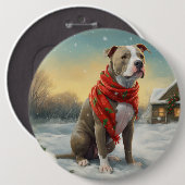 Pitbull Hond in Sneeuw Kerstmis Ronde Button 6,0 Cm (Voorkant /achterkant)