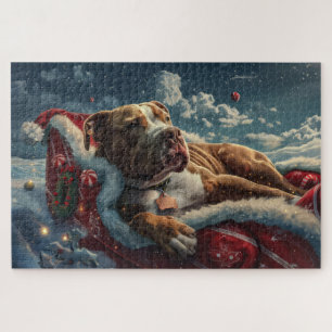 Pitbull Hond Kerst Feestelijk Legpuzzel