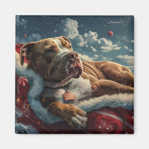 Pitbull Hond Kerst Feestelijk Magneet