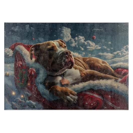 Pitbull Hond Kerst Feestelijk Snijplank (Voorkant)