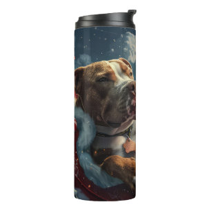 Pitbull Hond Kerst Feestelijk Thermosbeker