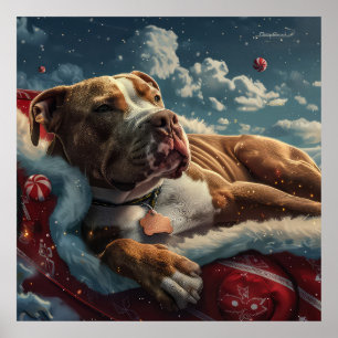 Pitbull Hond Kerst Festiviteit Poster