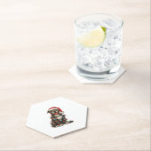 Pitbull Hond Kerstverlichting Kerstman Hoed Kersts Kartonnen Onderzetters (Insitu)