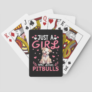 Pitbull Hond Meisjes Vrouwen Gewoon Een Meisje Dat Pokerkaarten