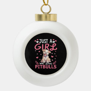 Pitbull Hond Meisjes Vrouwen Gewoon Een Meisje Die Keramische Bal Ornament