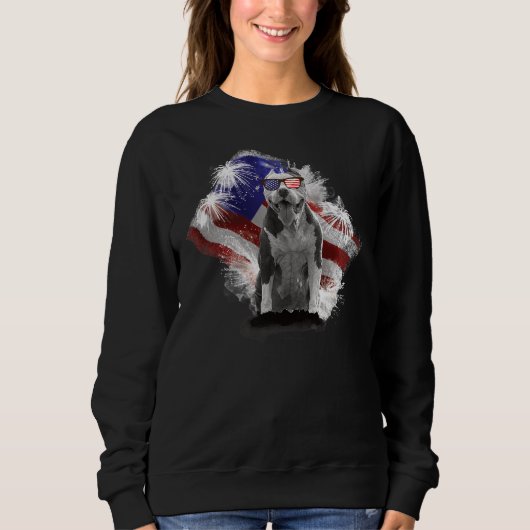 Pitbull hond met Amerikaanse vlag USA Independence Trui (Voorkant)