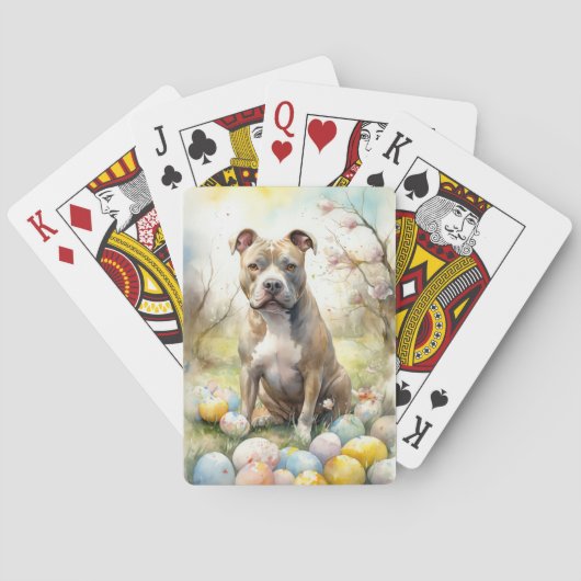 Pitbull Hond met Paaseieren Vakantie Pokerkaarten (Achterkant)